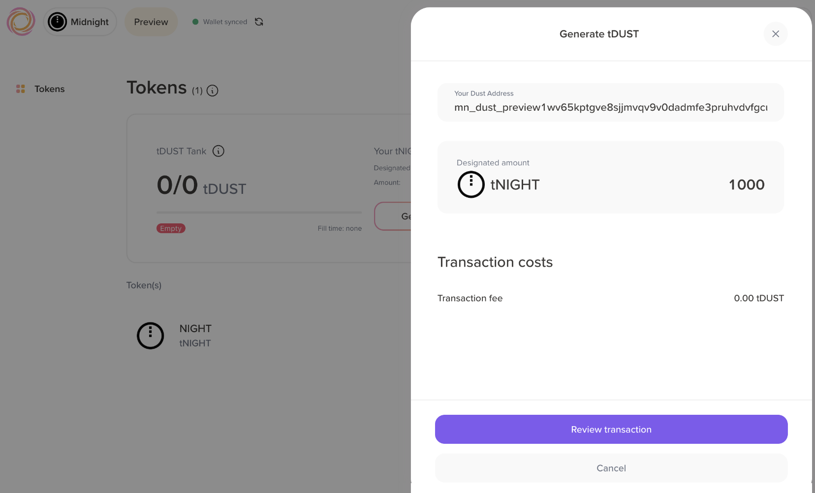 Review transaction